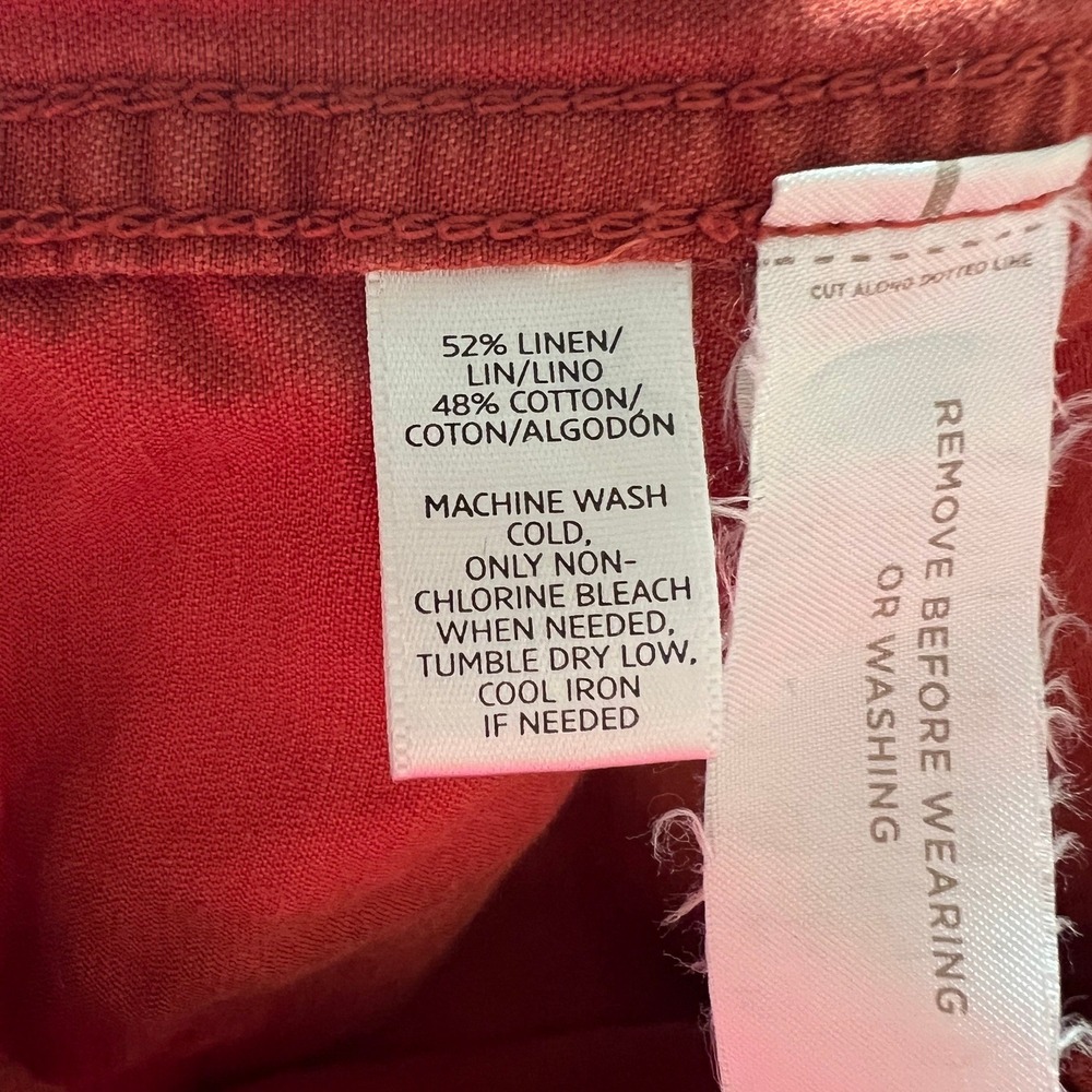 LOFT Ann Taylor Burnt Orange Linen Cotton Utility Parka Hooded Jacket Womens L - Picture 9 of 9